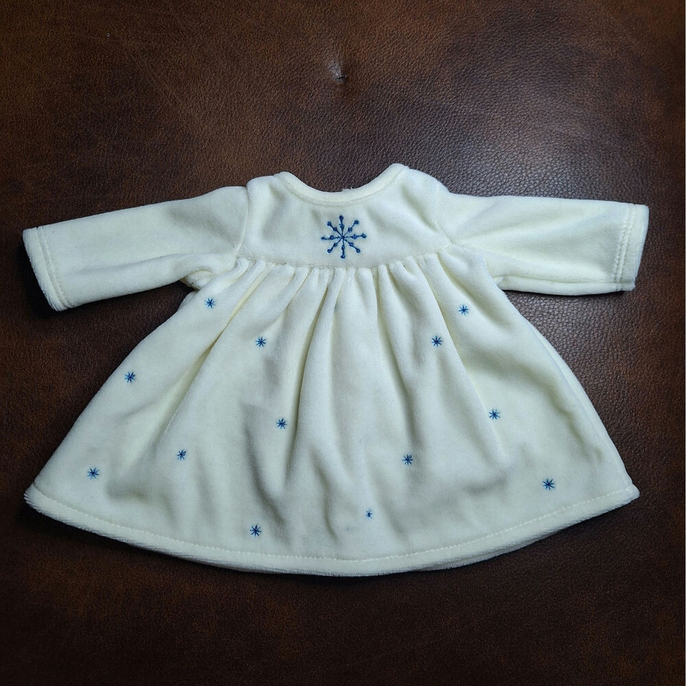 American Girl Bitty Baby Cream Velour Snowflake Dress Winter Holiday Outfit 15"